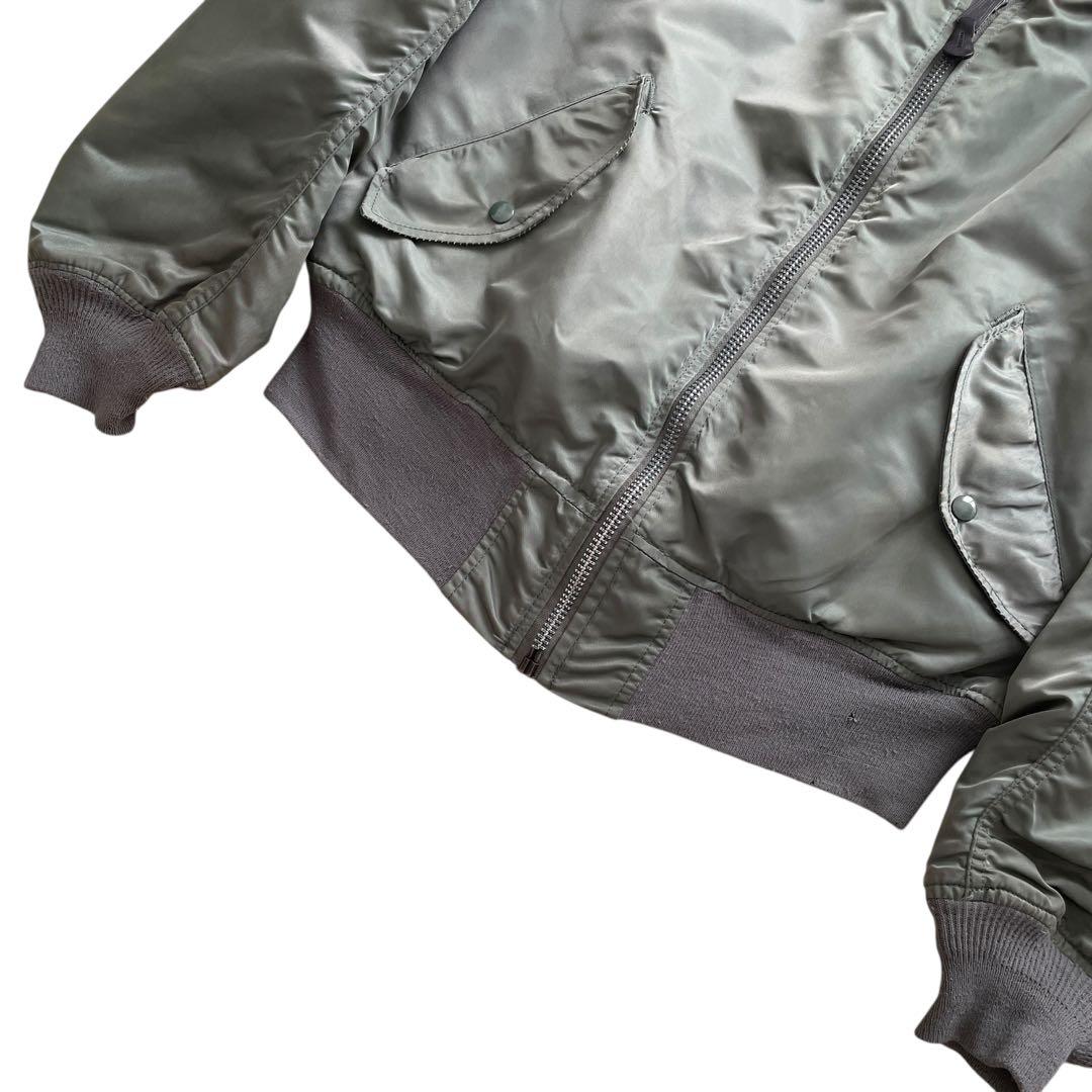 美品 90s USA製 ALPHA MA-1 グランドクルー カーキ L