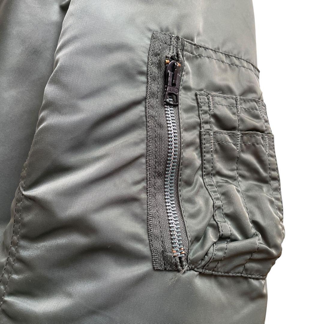 美品 90s USA製 ALPHA MA-1 グランドクルー カーキ L