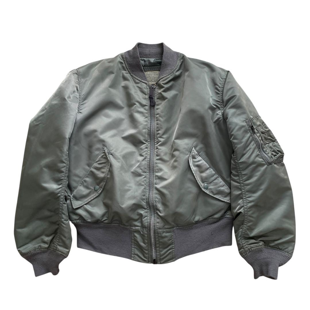 美品 90s USA製 ALPHA MA-1 グランドクルー カーキ L