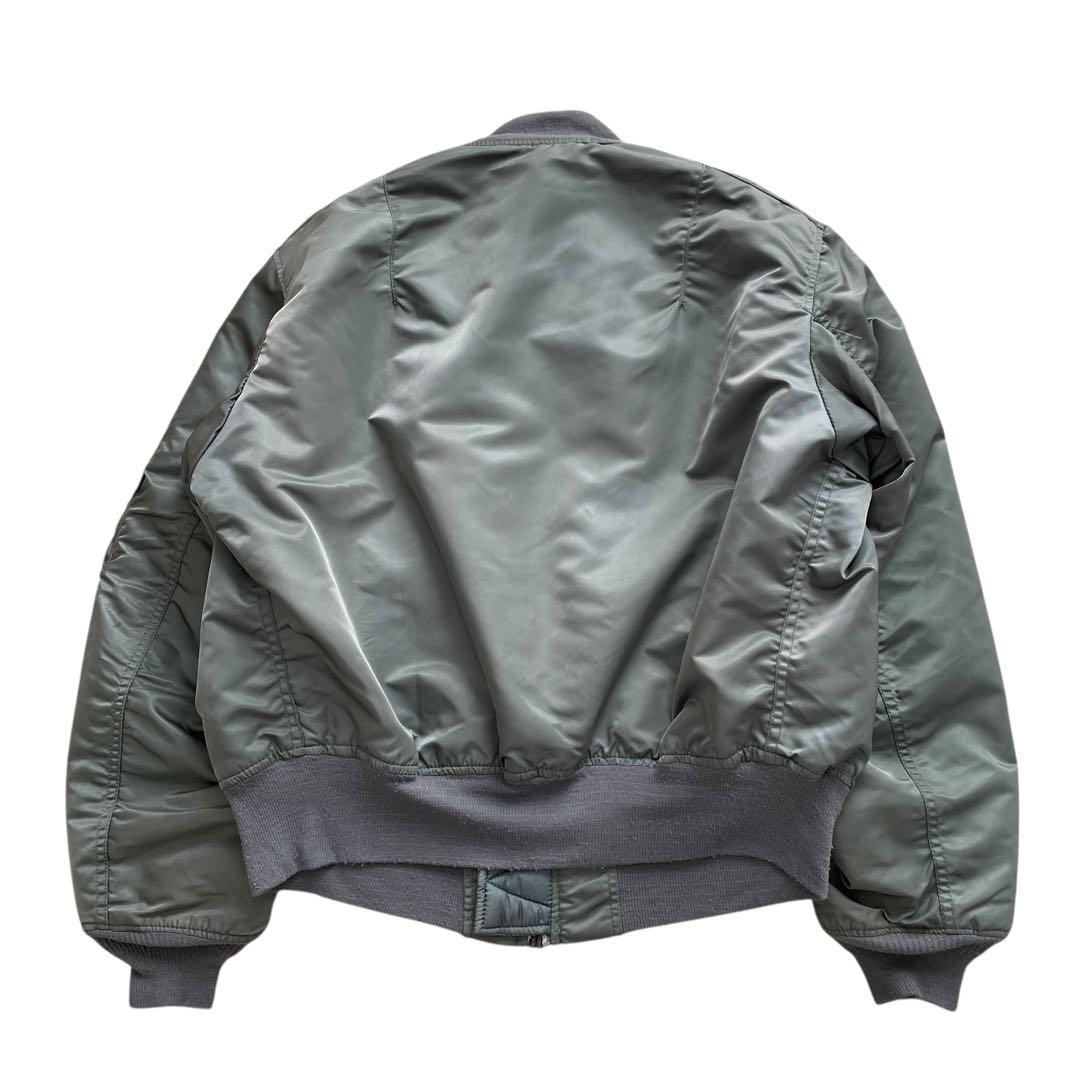 美品 90s USA製 ALPHA MA-1 グランドクルー カーキ L