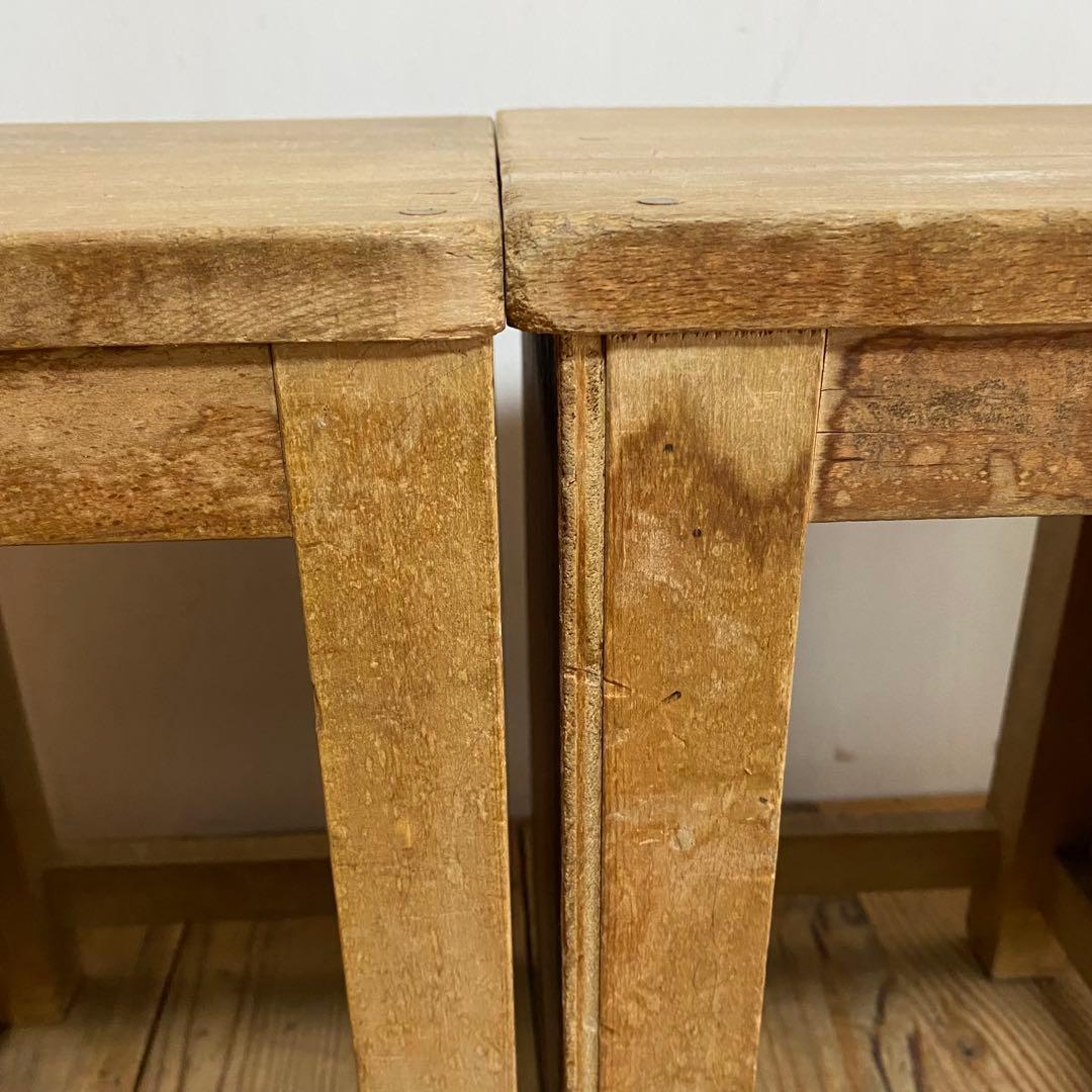 3脚セット アンティーク 角 スツール 椅子 植物台 昭和レトロ y84