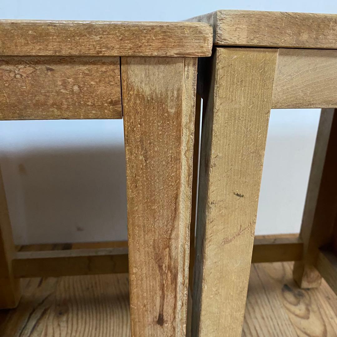 3脚セット アンティーク 角 スツール 椅子 植物台 昭和レトロ y84