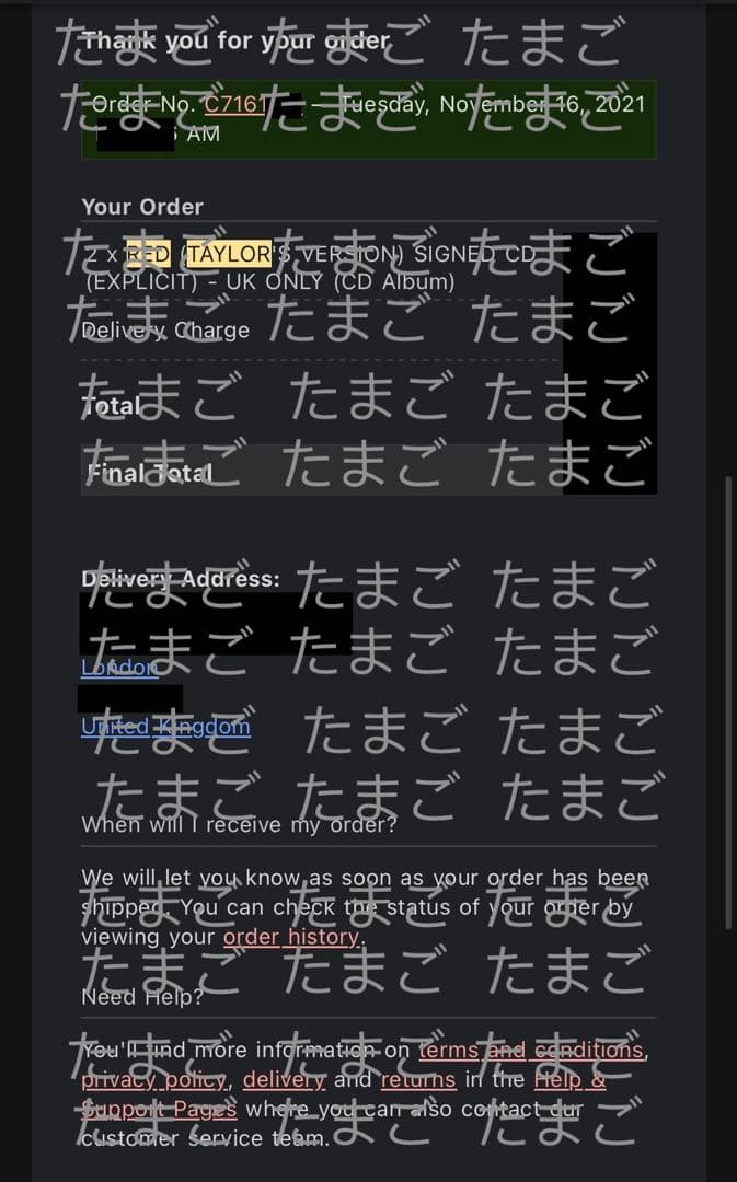 [2021] Taylor Swift RED サイン入り CD