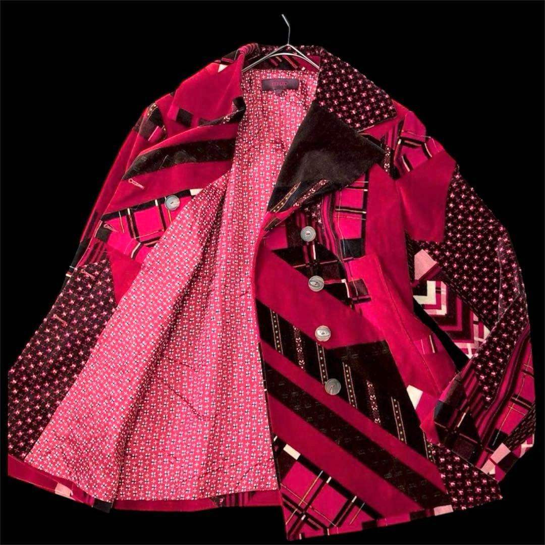 【極美品】ケンゾー ベルベット ジャケット M パッチワーク調 派手 個性的