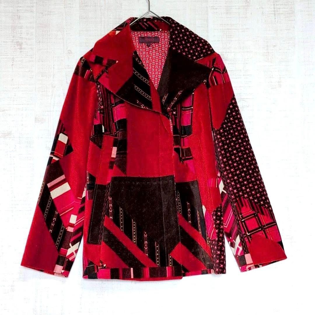 【極美品】ケンゾー ベルベット ジャケット M パッチワーク調 派手 個性的