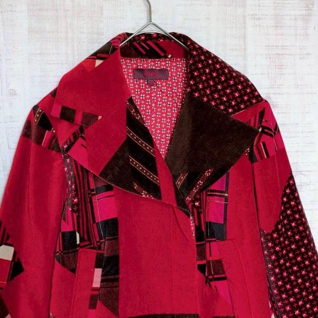 【極美品】ケンゾー ベルベット ジャケット M パッチワーク調 派手 個性的