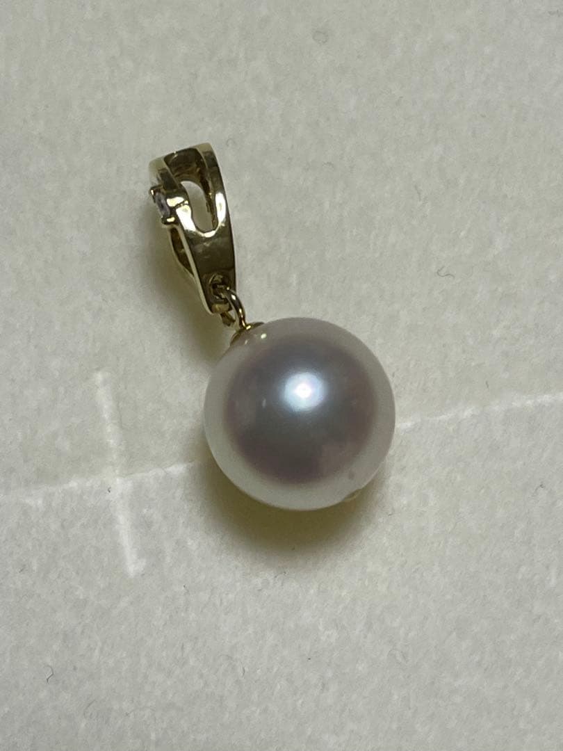 K18金ダイアモンドあこや真珠ネックレストップ