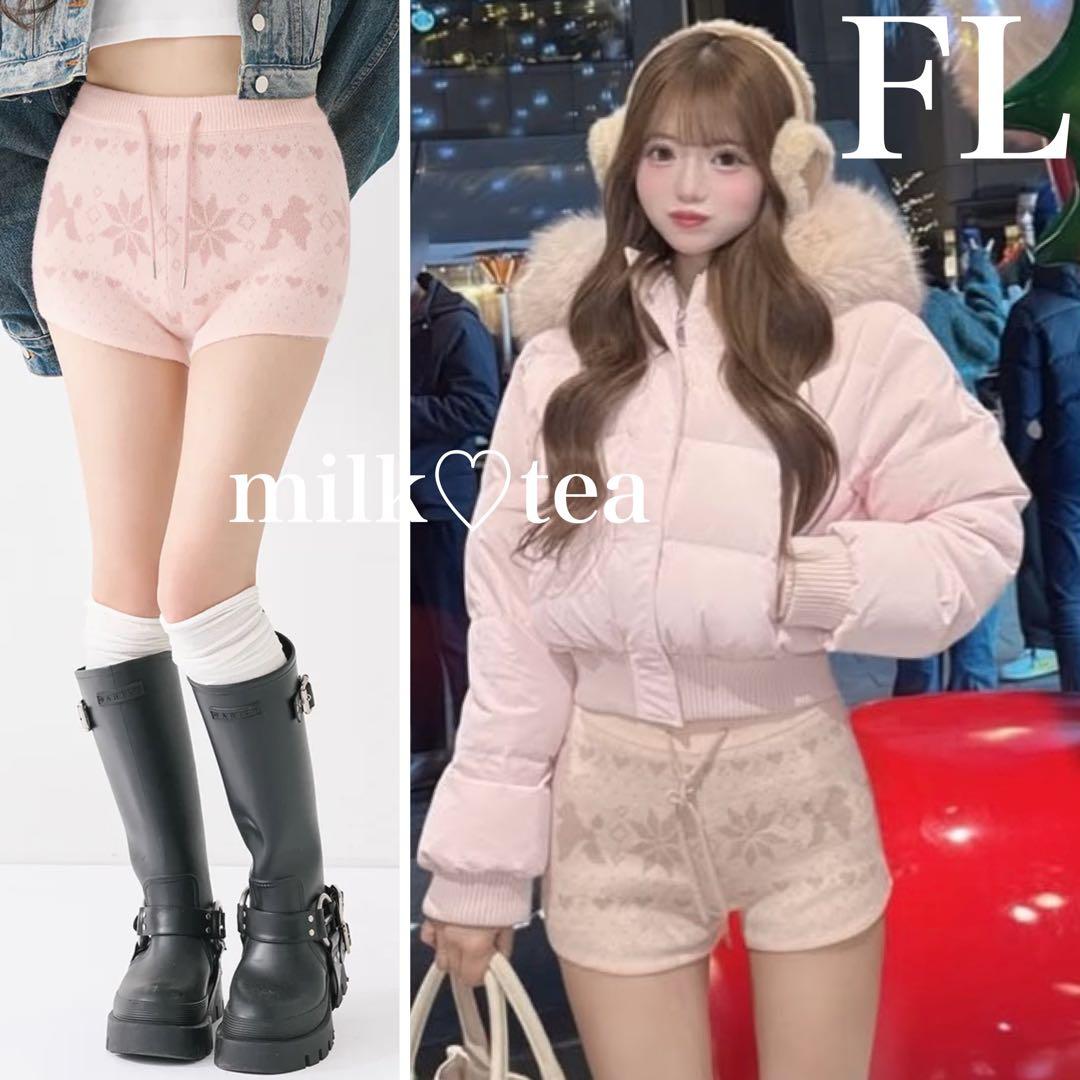 新品タグ付き ダーリッチ ノルディックニットショートパンツ FL ピンク