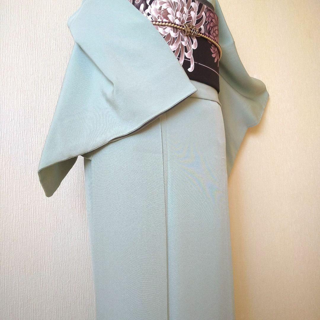 あぃけぃ様・正絹・色無地薄水色系・比翼仕立て・一つ紋・袷、お着物単品、