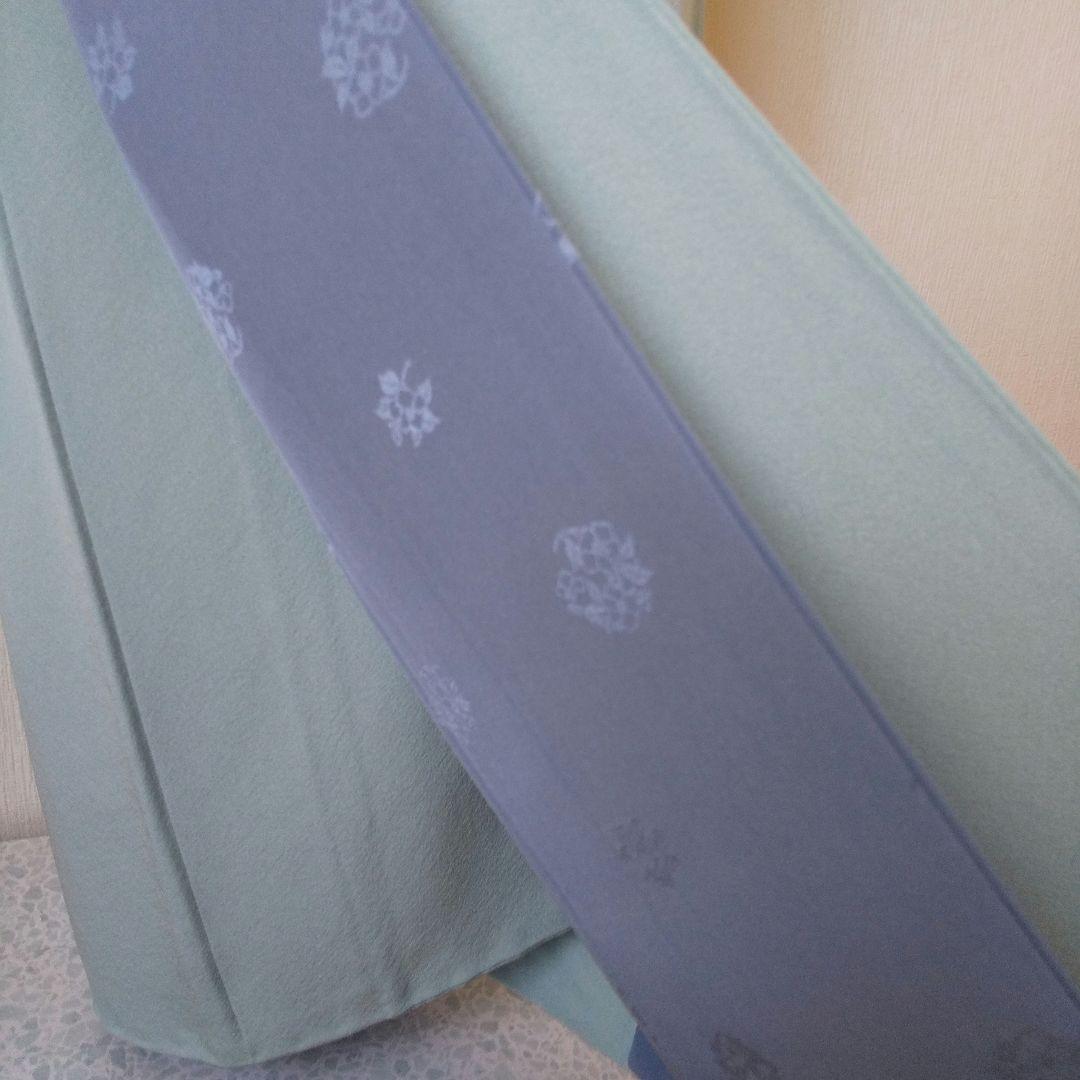 あぃけぃ様・正絹・色無地薄水色系・比翼仕立て・一つ紋・袷、お着物単品、