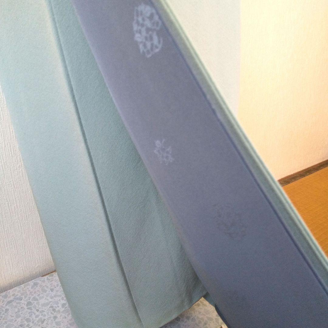 あぃけぃ様・正絹・色無地薄水色系・比翼仕立て・一つ紋・袷、お着物単品、