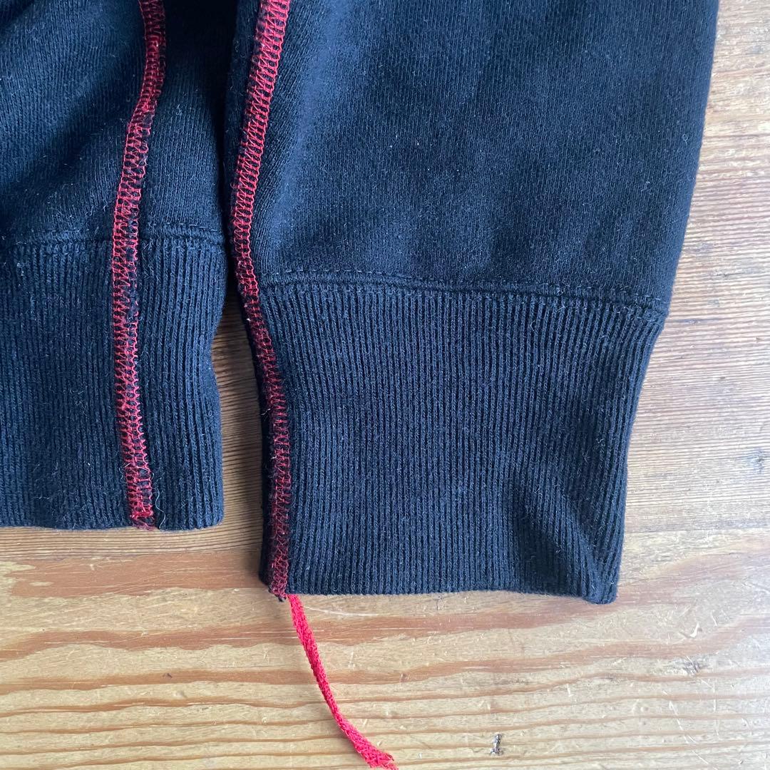 【6 ROKU】コットンウラケカラーステッチ クルーネックプルオーバー ブラック