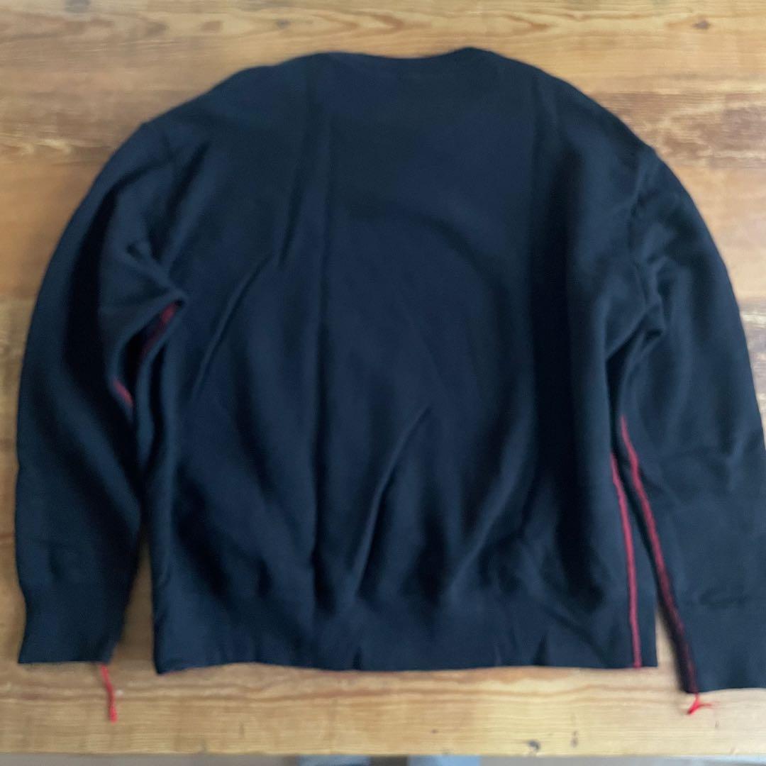 【6 ROKU】コットンウラケカラーステッチ クルーネックプルオーバー ブラック