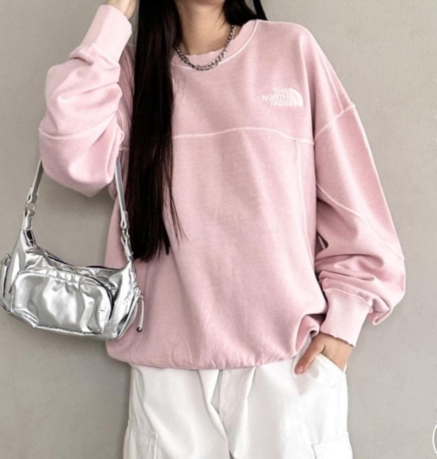 ショート丈⭐️韓国ノースフェイスホワイトレーベル スウェットピンクWM