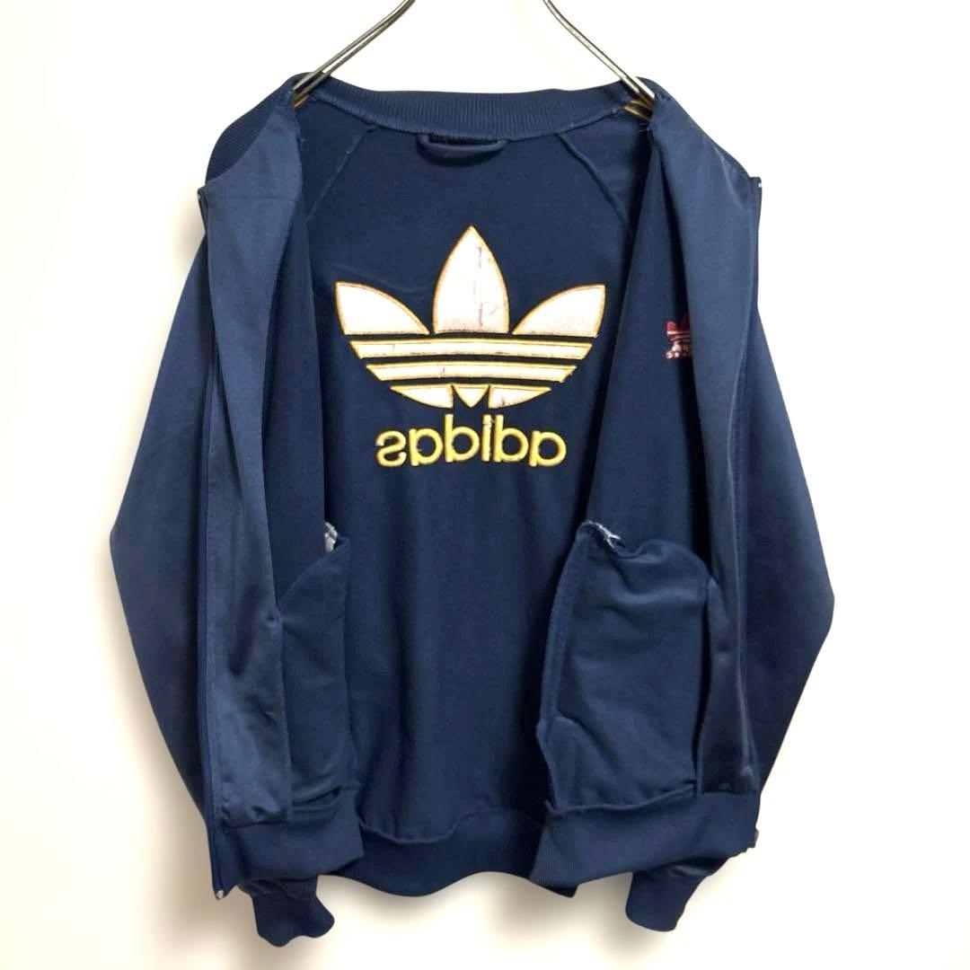 80s90s希少色ビッグロゴadidasアディダストラックジャケットジャージ