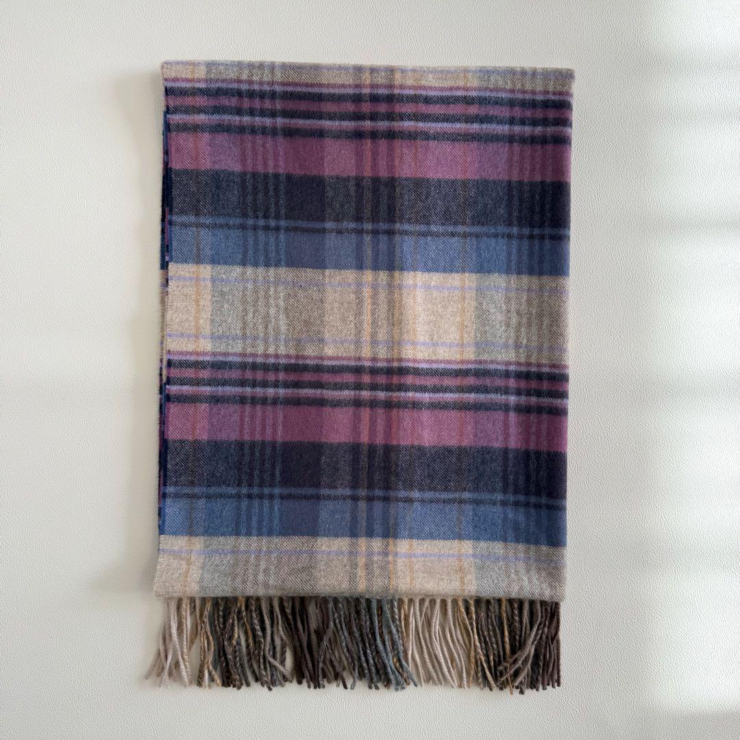 美品　ジョンストンズ　ローズアイル　大判　ストール　マフラー　カシミヤ　ピンク