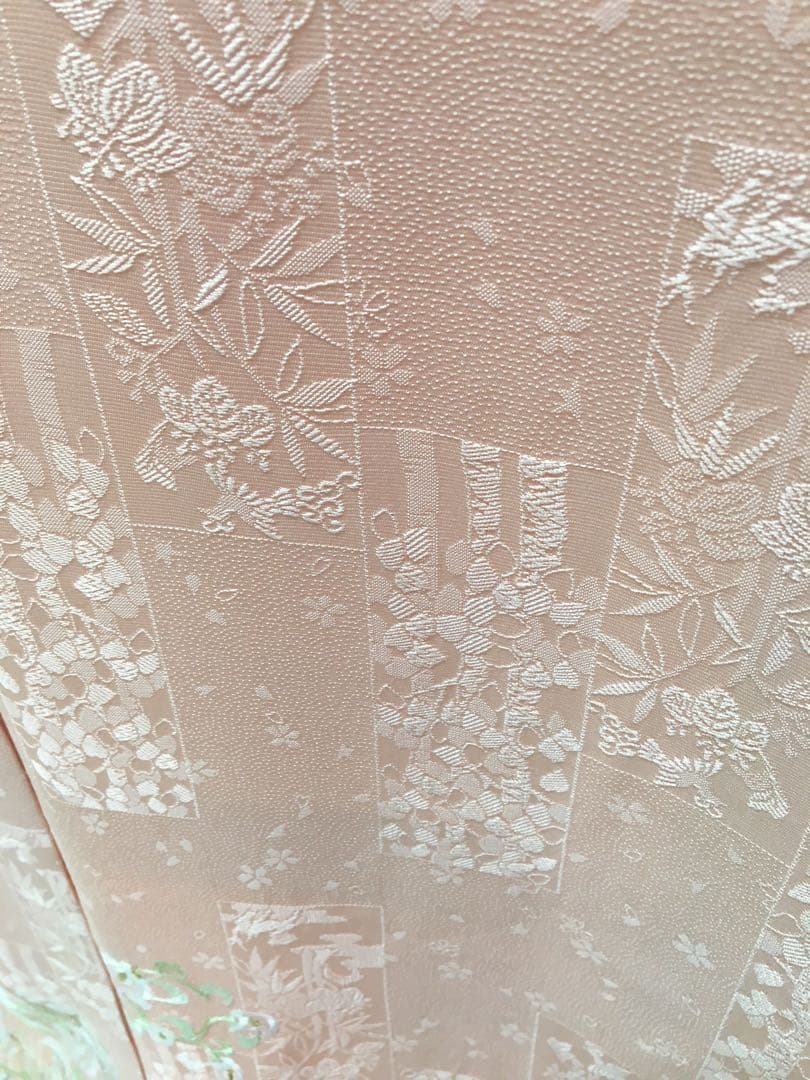 SALE‼️高級感溢れる【訪問着】手刺繍　地紋　正絹　逸品　　裄長め