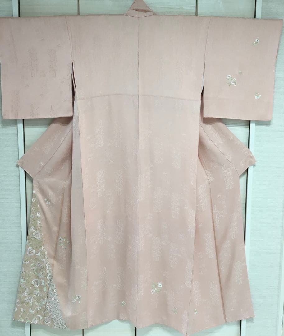 SALE‼️高級感溢れる【訪問着】手刺繍　地紋　正絹　逸品　　裄長め