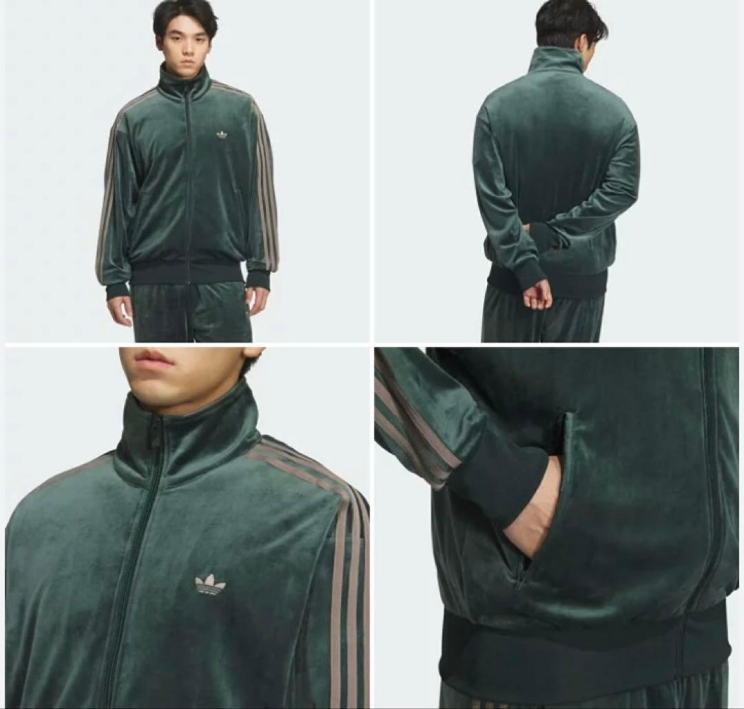 adidas ファイヤーバードトラックトップ　ベロア　トラックジャケットグリーン