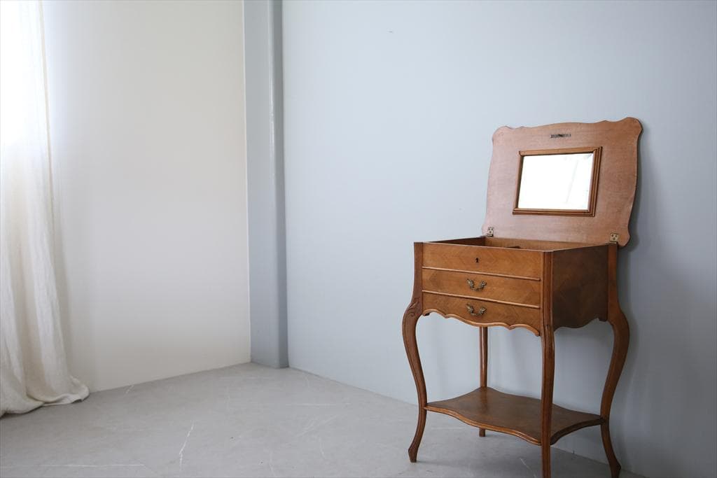 フランスアンティーク◇木製ソーイングテーブル/裁縫箱/机/化粧台(90-2)