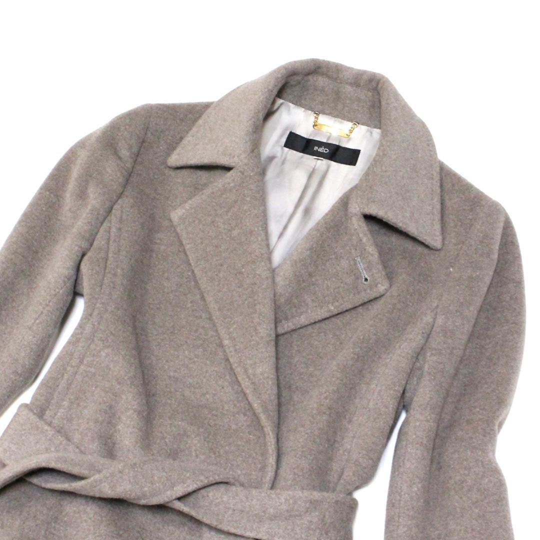 超美品INED イネド アンゴラ混 ベルト付きチェスターコート 9 ロングコート