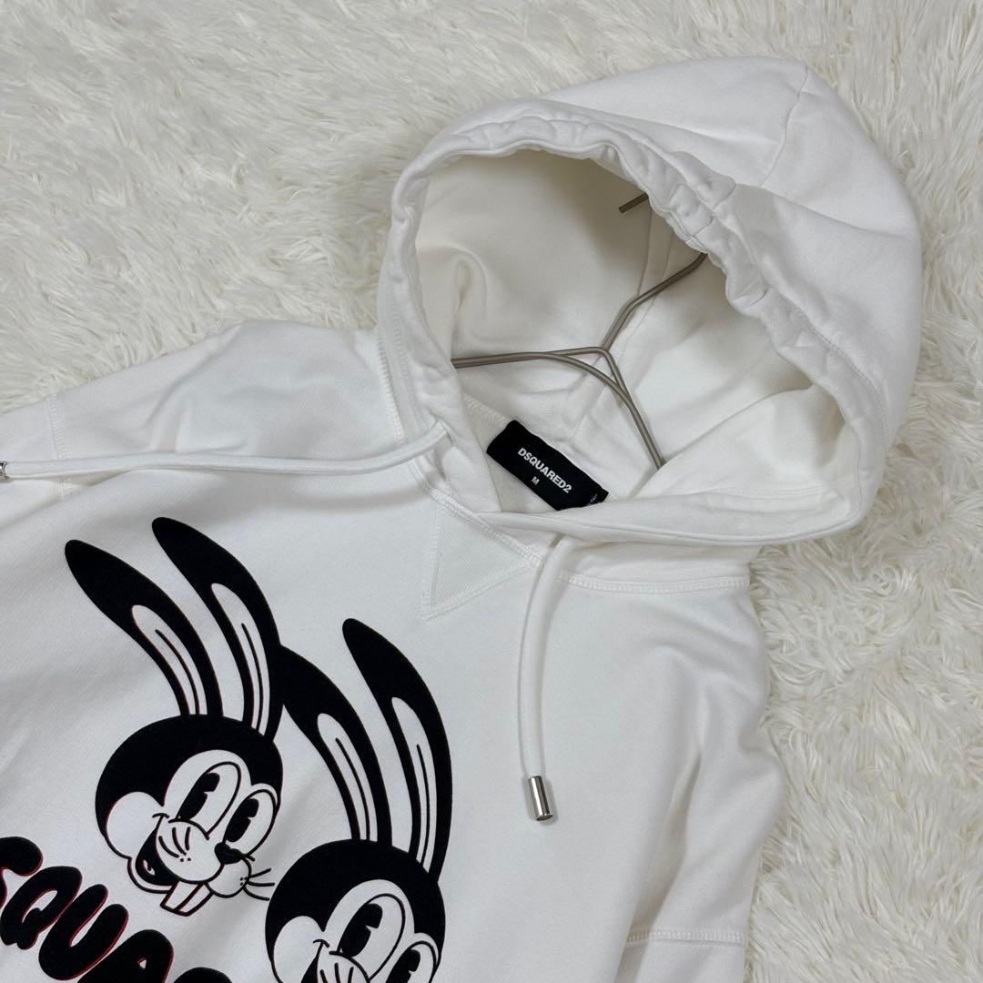 美品✨DSQUARED2 バニーロゴ プルオーバーパーカー 白 M
