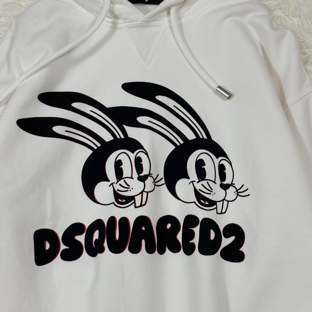 美品✨DSQUARED2 バニーロゴ プルオーバーパーカー 白 M