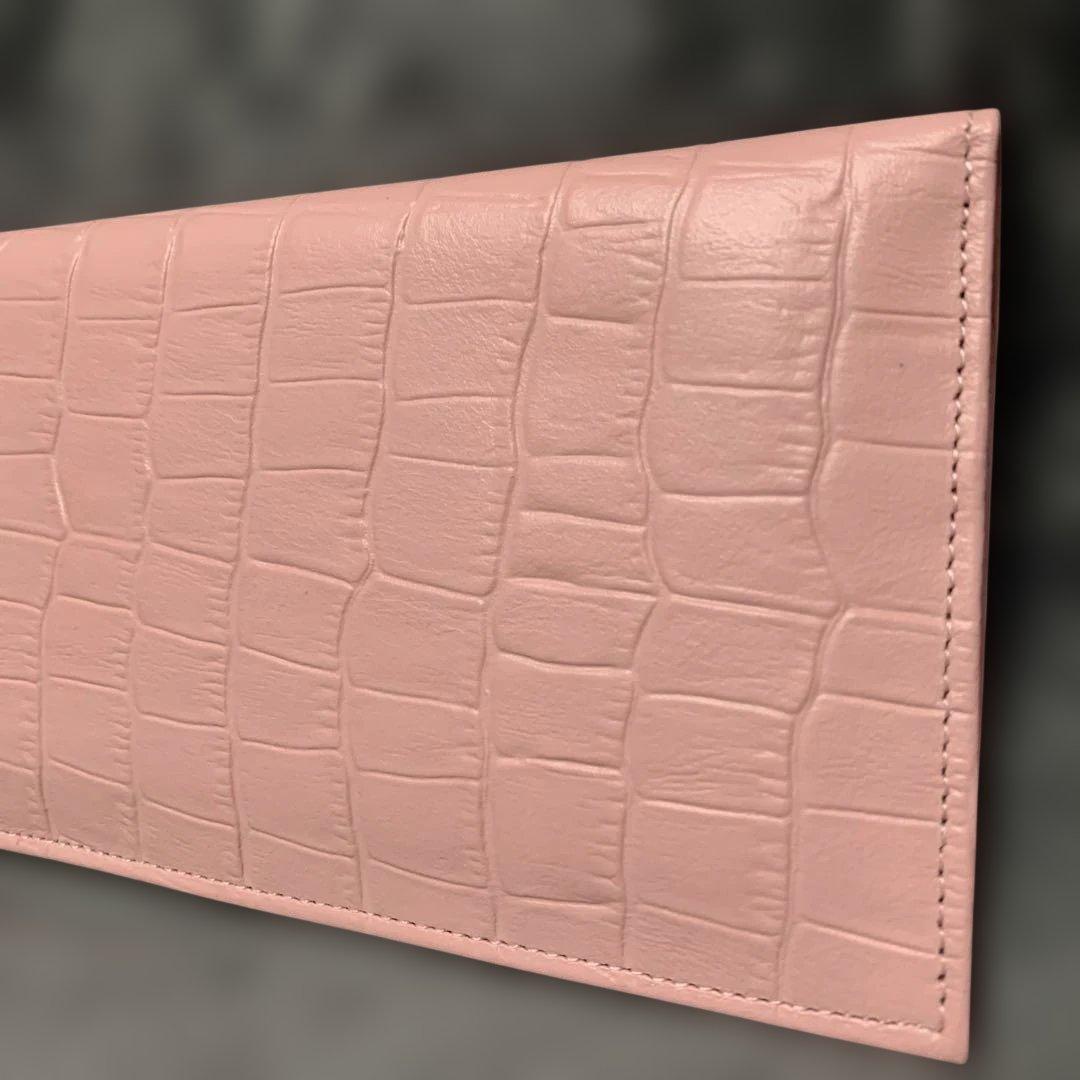 み*る様 皇居財布　ピンク クロコダイル風　長財布　牛革？