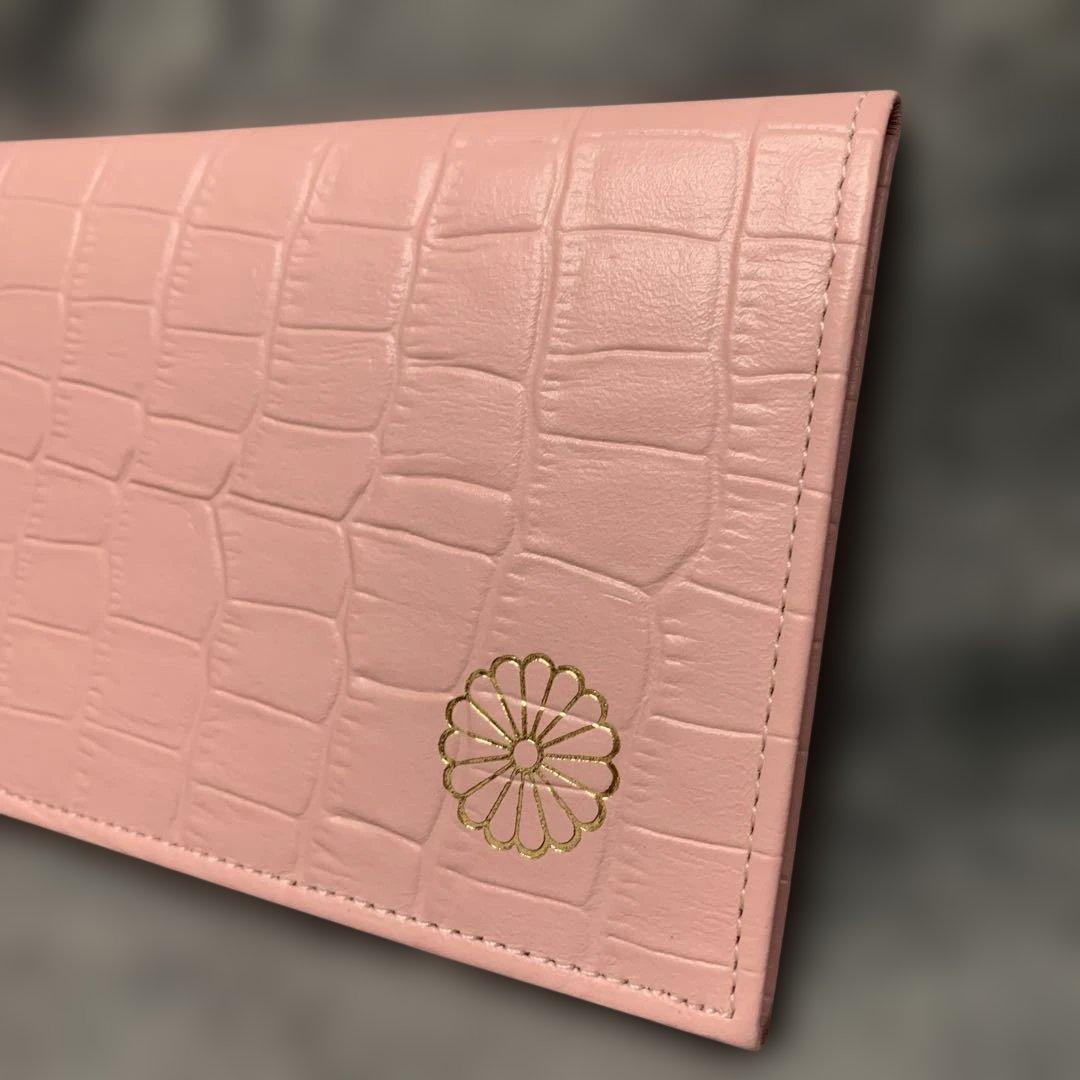 み*る様 皇居財布　ピンク クロコダイル風　長財布　牛革？