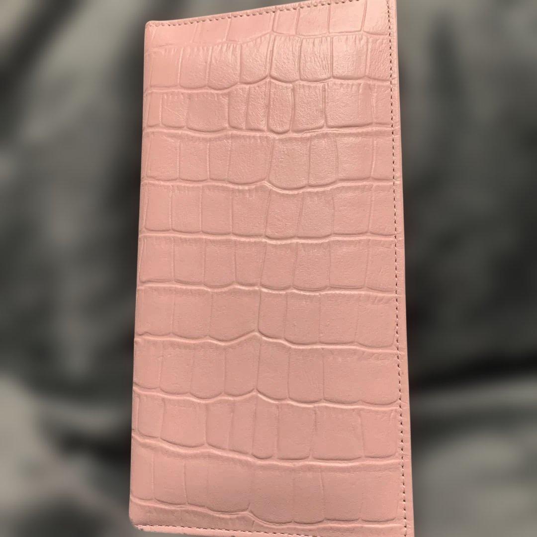 み*る様 皇居財布　ピンク クロコダイル風　長財布　牛革？