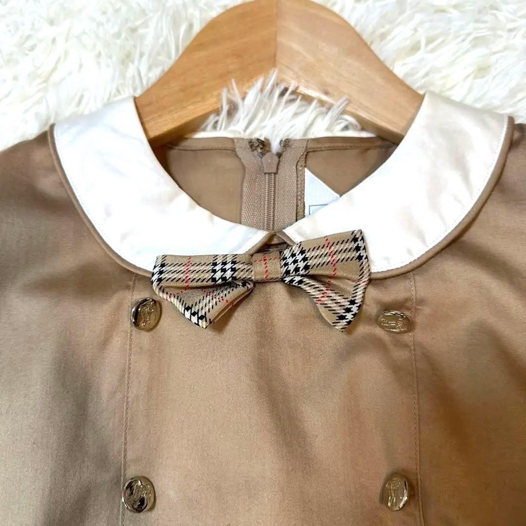 バーバリー キッズ ワンピース ノバチェック 襟付き シルクリボン 140