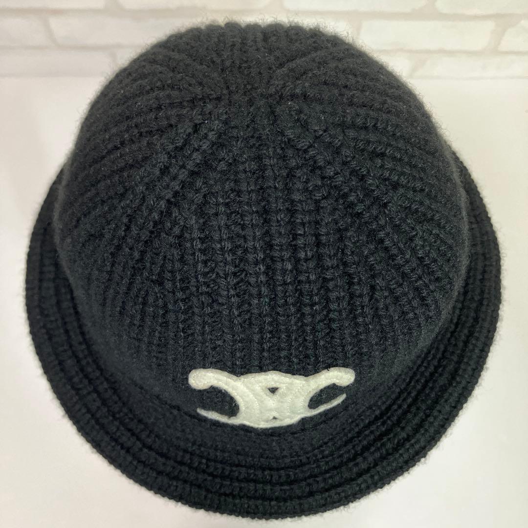 CELINE カシミヤ バケットハット ブラック　セリーヌ トリオンフ　男女兼用