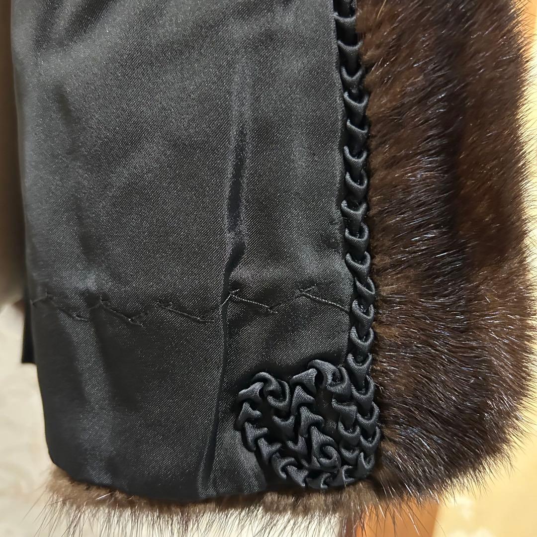 美品 ミンク　ダークブラウン ファーコート　9号