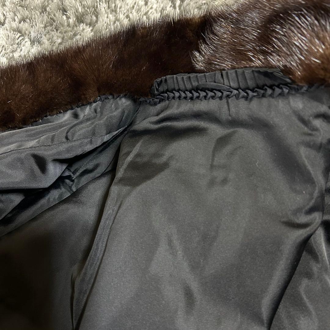 美品 ミンク　ダークブラウン ファーコート　9号