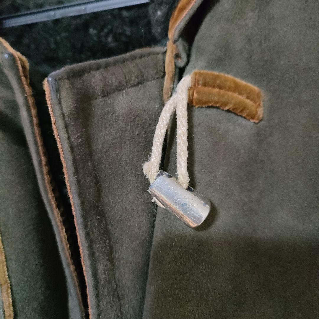 イタリア製 ムートンコート ダッフルコート リアルボア 本革 ヴィンテージ 緑