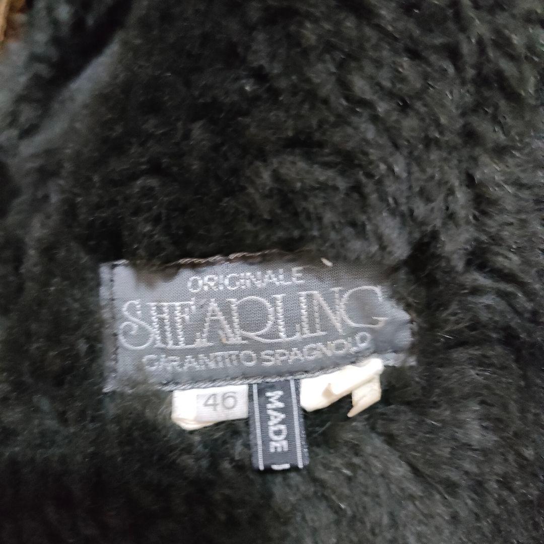 イタリア製 ムートンコート ダッフルコート リアルボア 本革 ヴィンテージ 緑