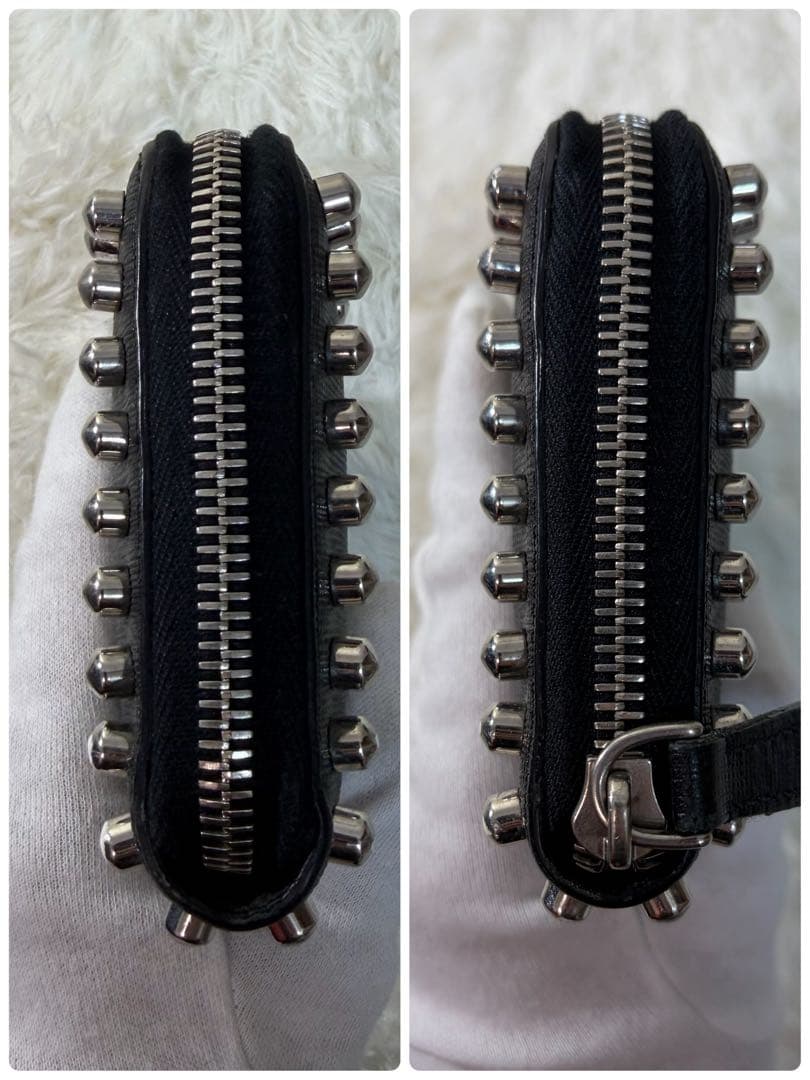 【✨美品✨】フェンディ カーリト スタッズ ラウンドジップ 長財布 ブラック