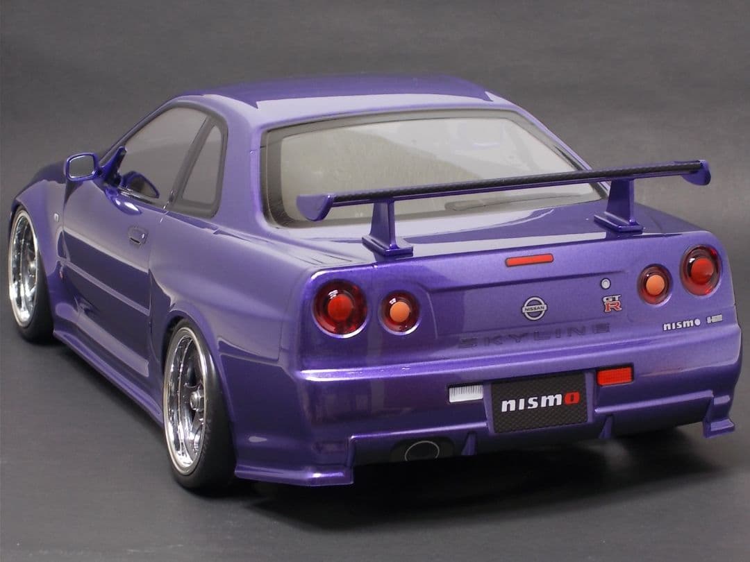タミヤ R34 GT-R 塗装済完成ボディ　メタリックパープル／ガンメタル