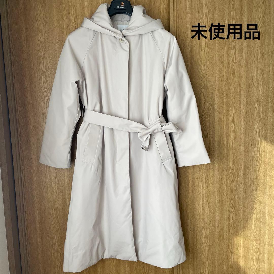 【未使用品】LOUNIEフード付きホワイトロングコート