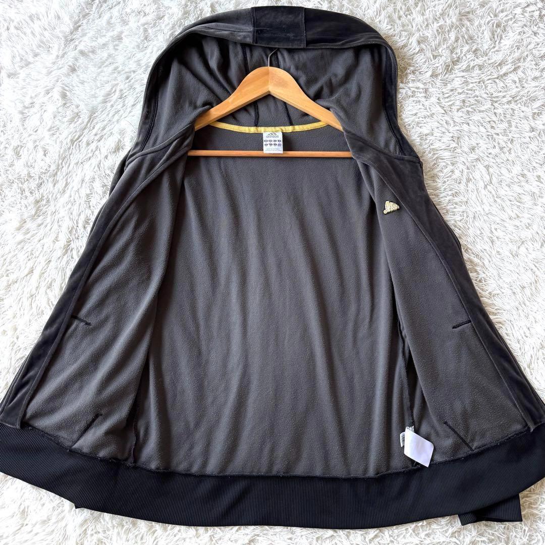 アディダス　ベロア　ジャージ　セットアップ　ロゴ　ブラック　OT 黒　XL