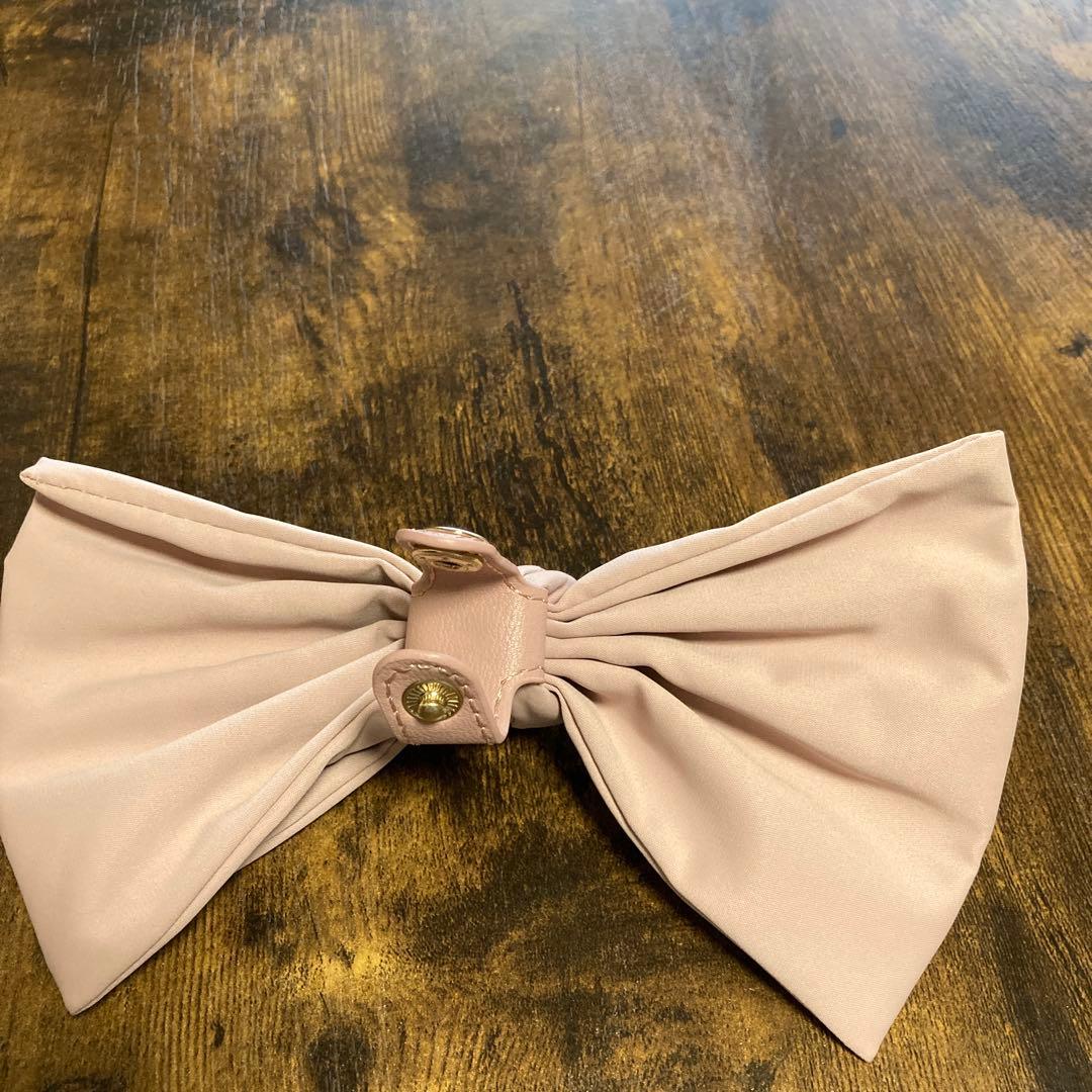 サマンサタバサ　ピンクベージュビッグリボンカゴバッグ　新品未使用　お買い上げ証付