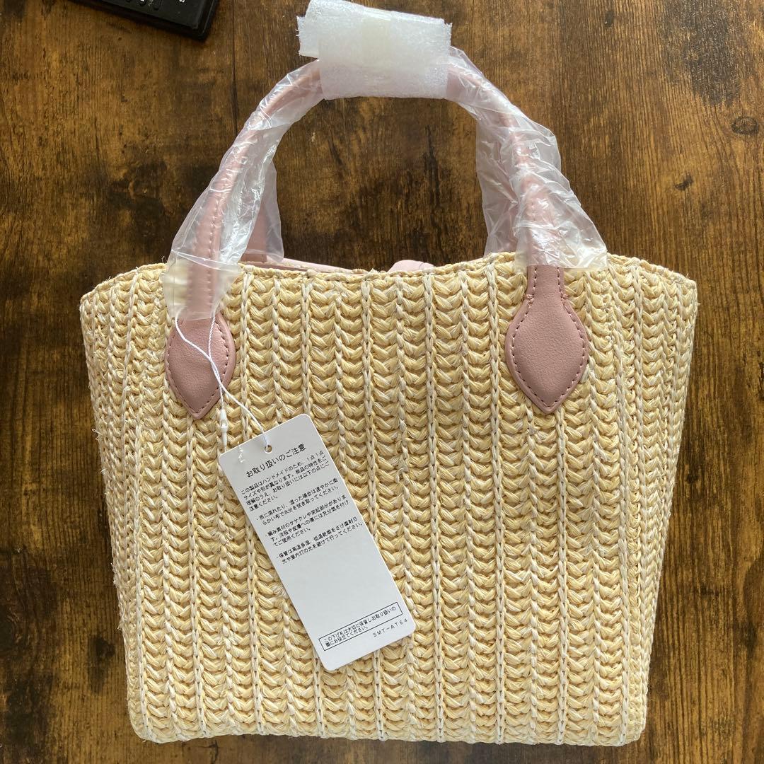 サマンサタバサ　ピンクベージュビッグリボンカゴバッグ　新品未使用　お買い上げ証付