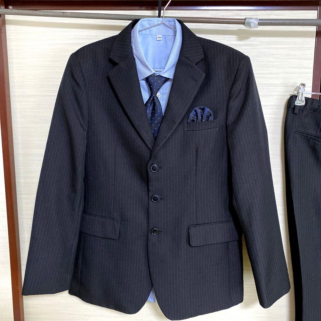 ジュニアフォーマルスーツ 170サイズ ブラック5点セット 卒業式 男の子