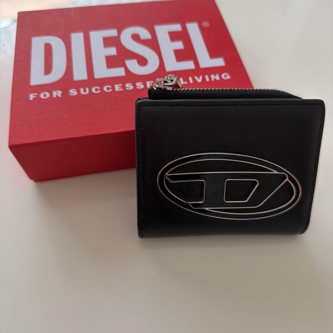 DIESEL 黒 レザー 二つ折り財布