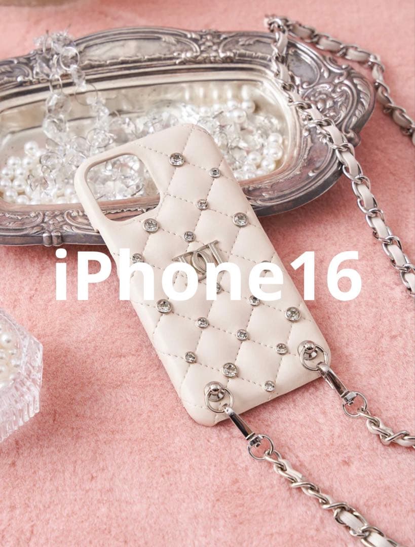 キルティングビジューiPhoneケース ダーリッチ darich WHITE