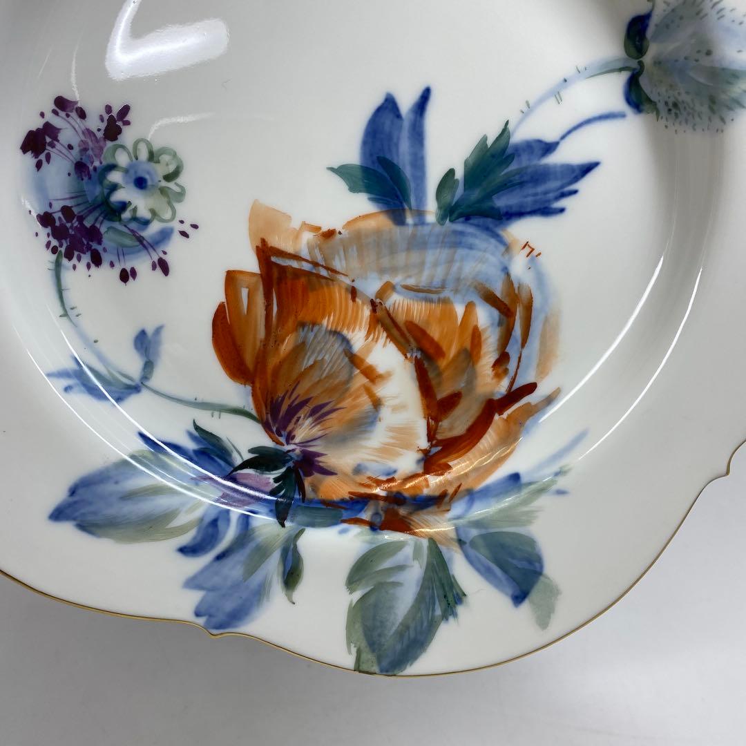 マイセン　現代花プレートB 幅約20.6㎝　東さ7-0202②