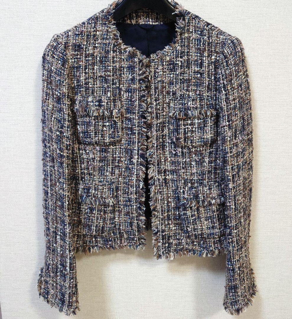 ANAYI ノーカラーツイードジャケット