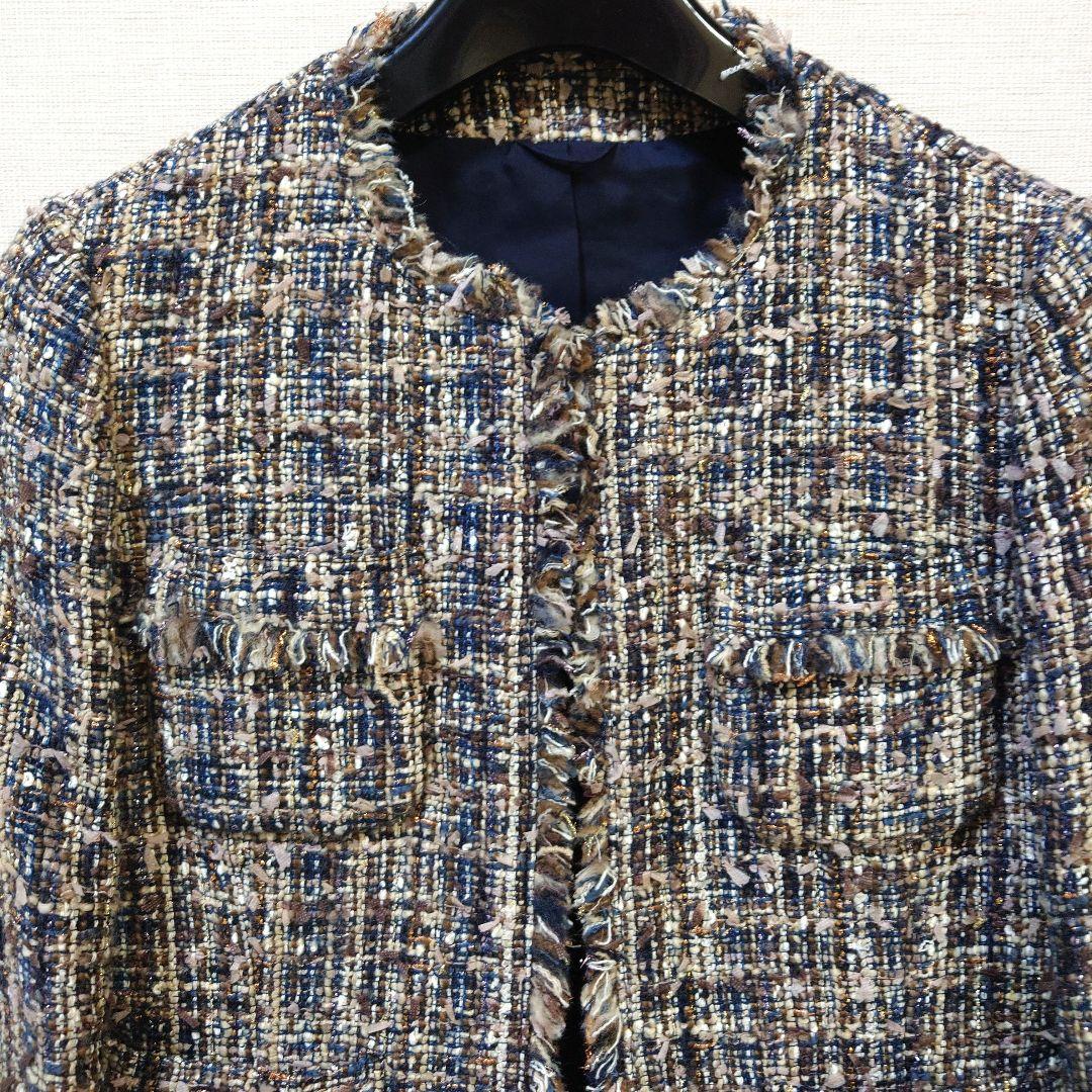 ANAYI ノーカラーツイードジャケット