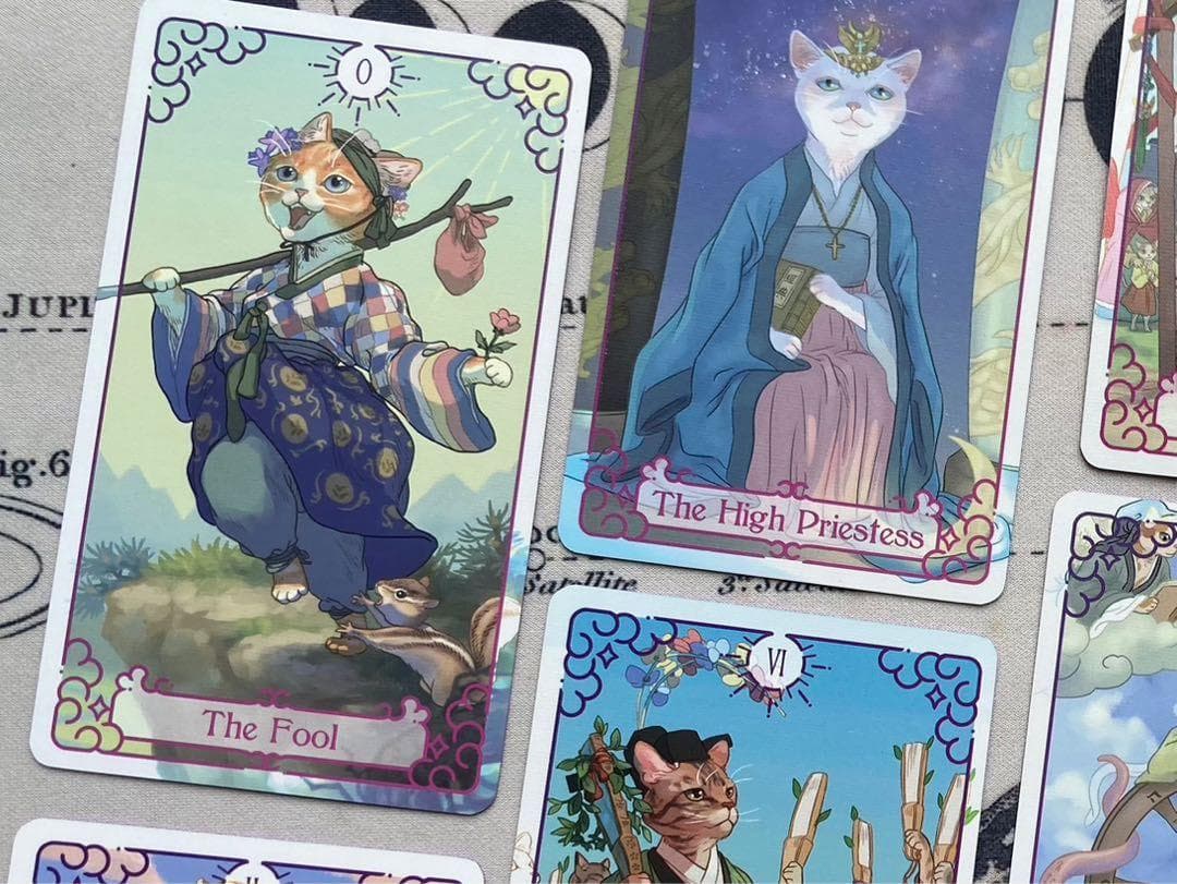 【正規品タロットカード】韓国の超希少インディーズ✨猫×ファンタジー×古典アート
