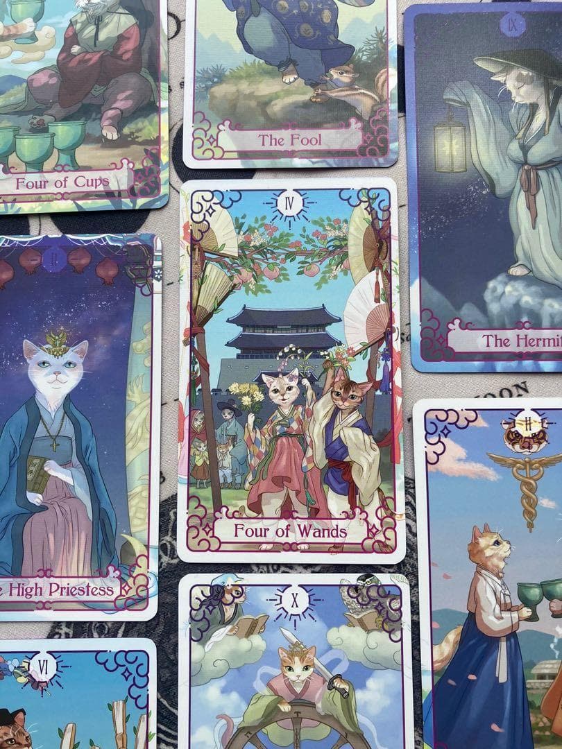 【正規品タロットカード】韓国の超希少インディーズ✨猫×ファンタジー×古典アート